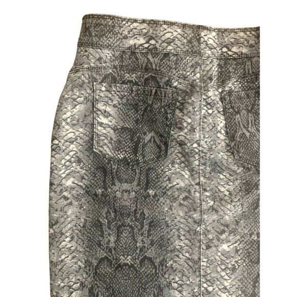 Coco Carmen Gray Snake Print Denim Mini Skirt With Frayed Hem Medium - Picture 5 of 13
